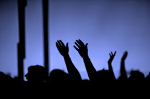 hands lifted in worship