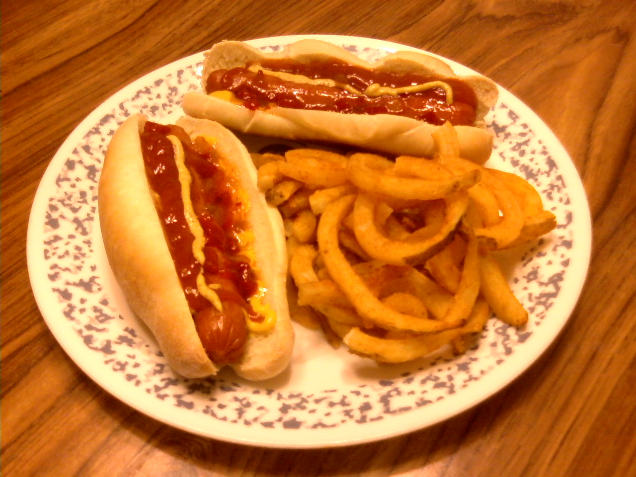 Homemade hot dog rolls (with dogs & fries)